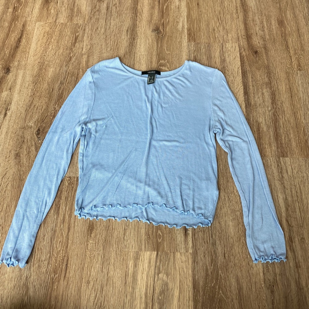 Forever 21 Light Blue Ribbed Top